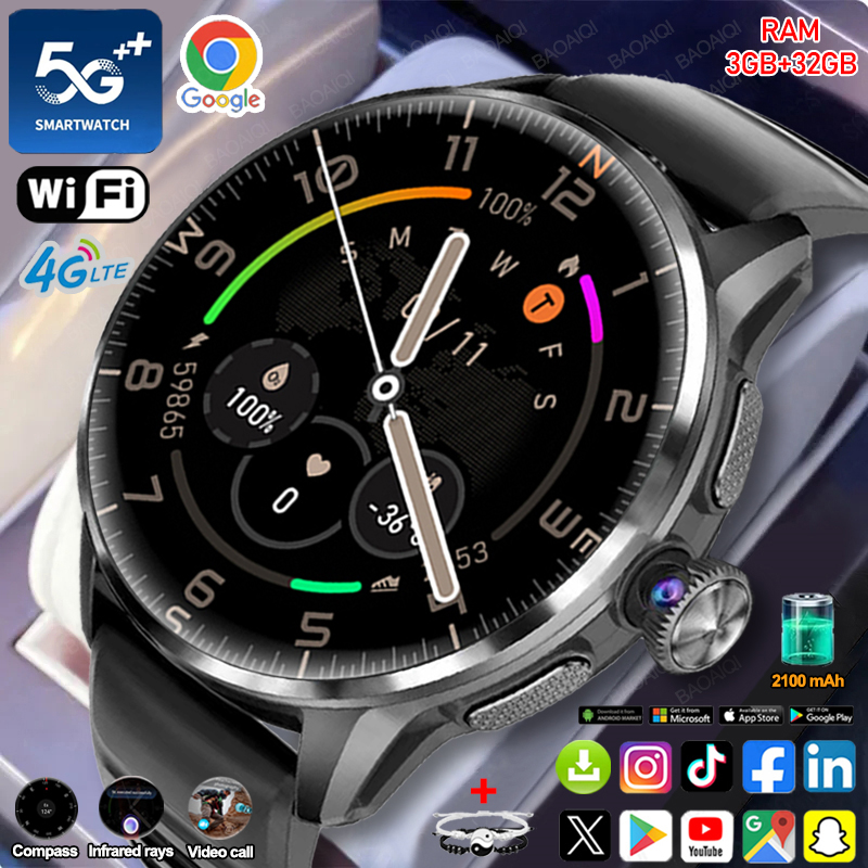 Fall Detection Watch - สมาร์ทวอทช์ 5G/4G รองรับทุกเครือข่าย หน้าจอ AMOLED 1.60
